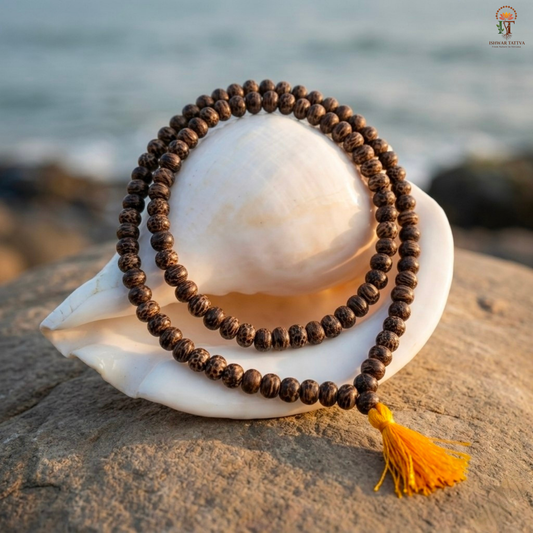 Coconut Wood Jap Mala – Natural 108 Bead Mala by Ishwar Tattva