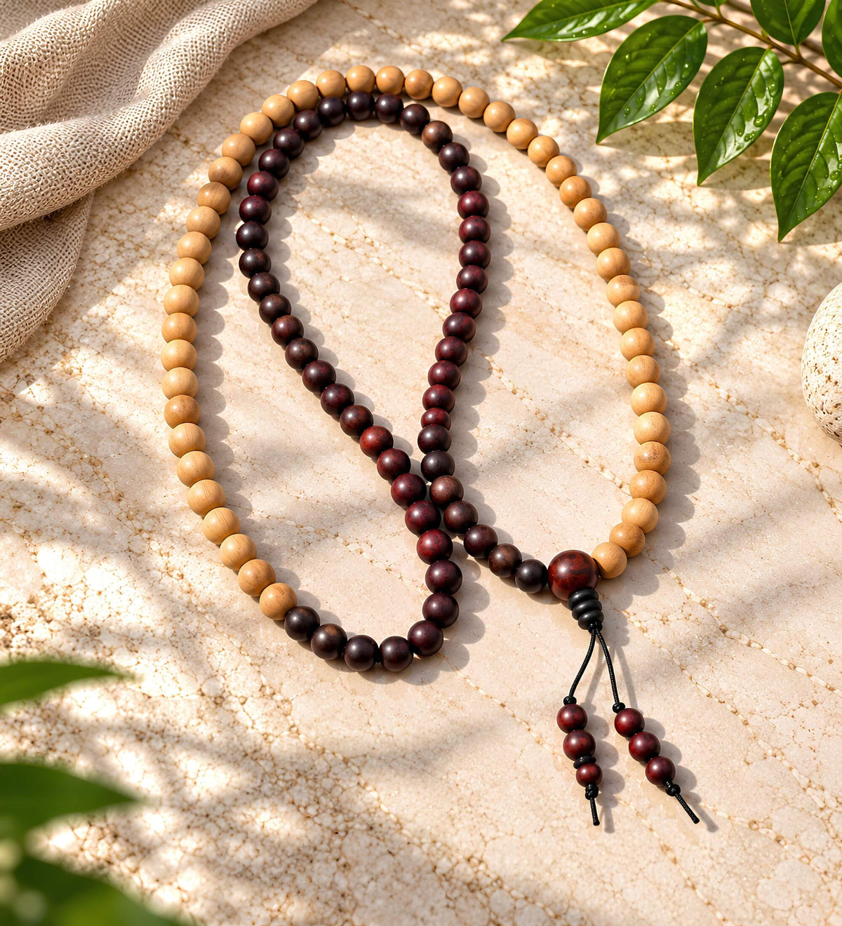 Red and white sandalwood malas