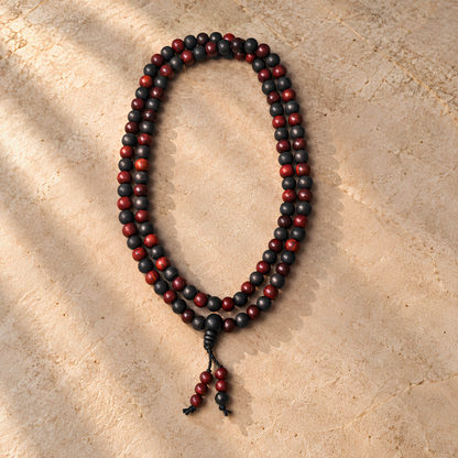 Karungli & Red Sandalwood Jap Mala – 108 Bead Combination Mala | Ishwar Tattva