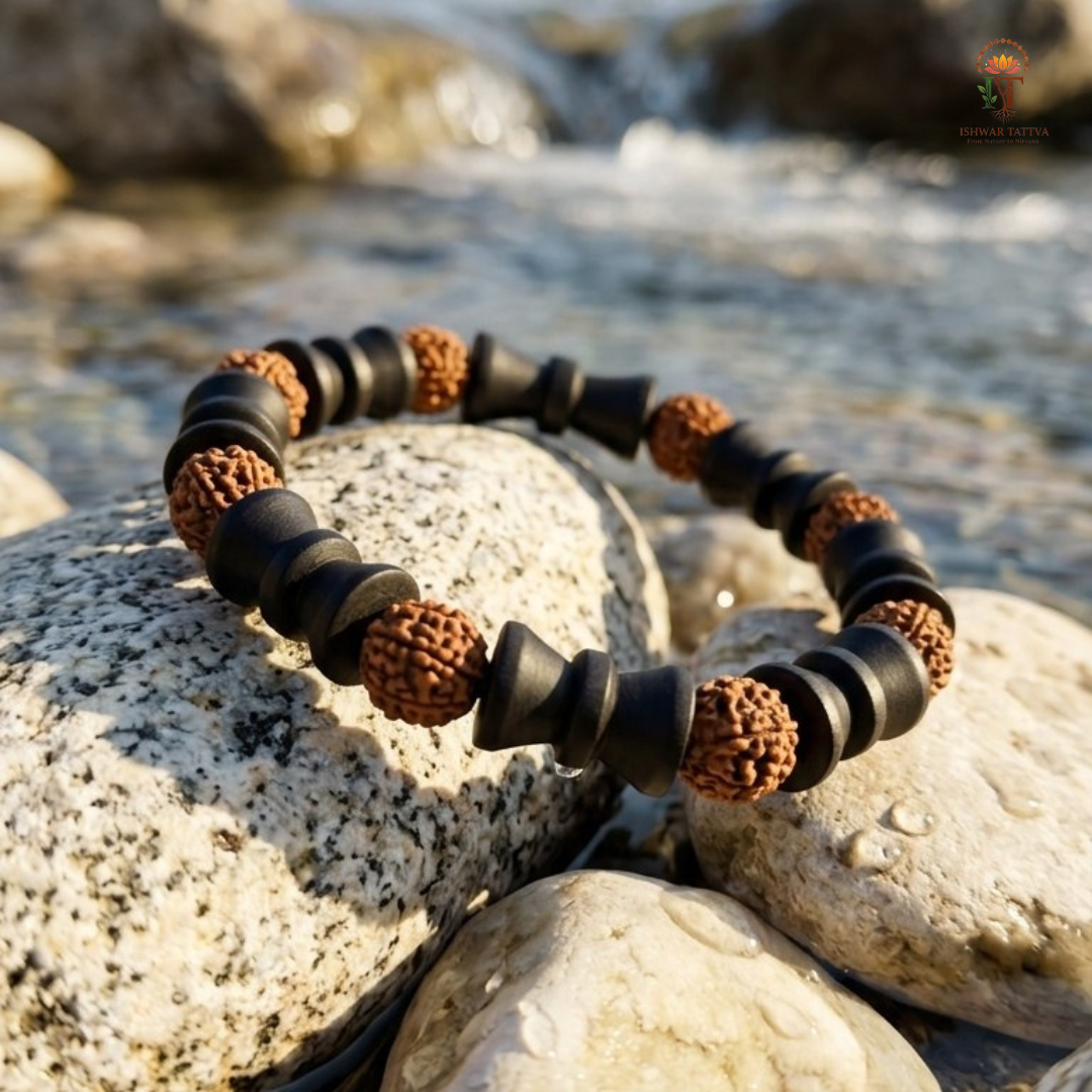 Rudraksha and Karungali Damru Bracelet