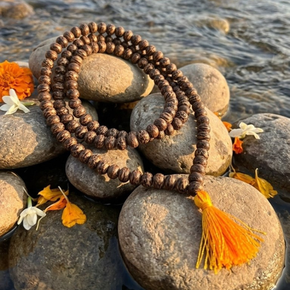 Coconut Wood Jap Mala – Natural 108 Bead Mala by Ishwar Tattva