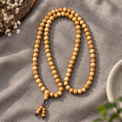 White Sandalwood Jap Mala – Natural 108 Bead Chandan Mala | Ishwar Tattva