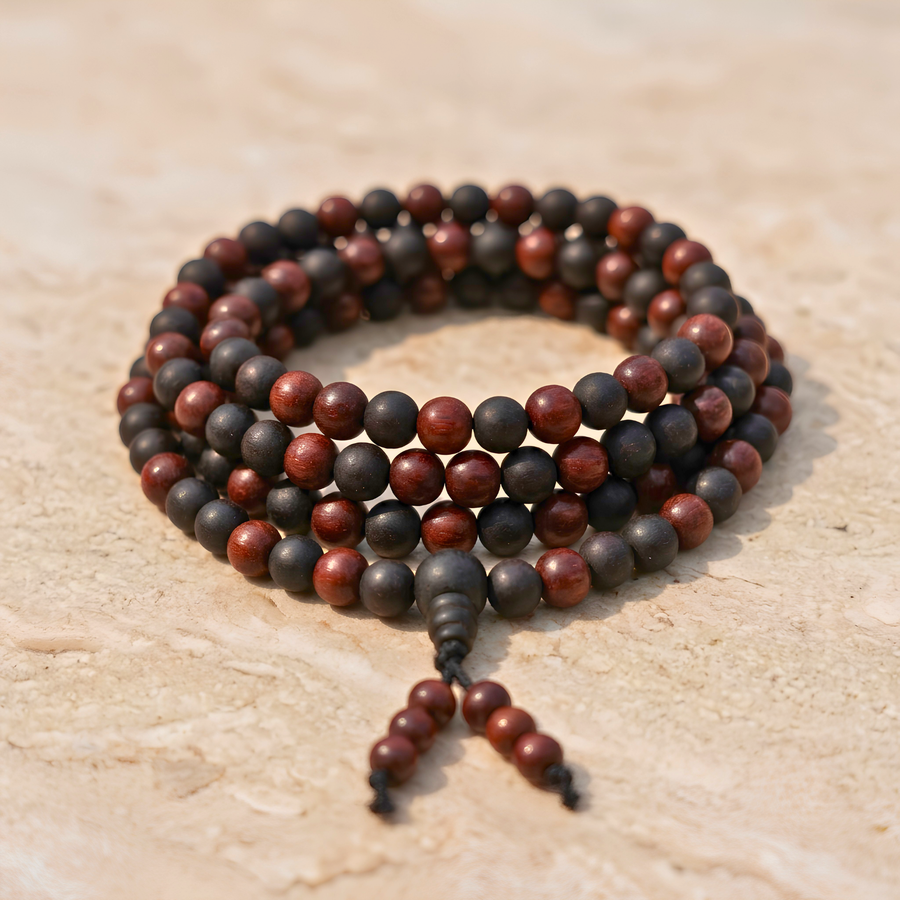 Karungli & Red Sandalwood Jap Mala – 108 Bead Combination Mala | Ishwar Tattva