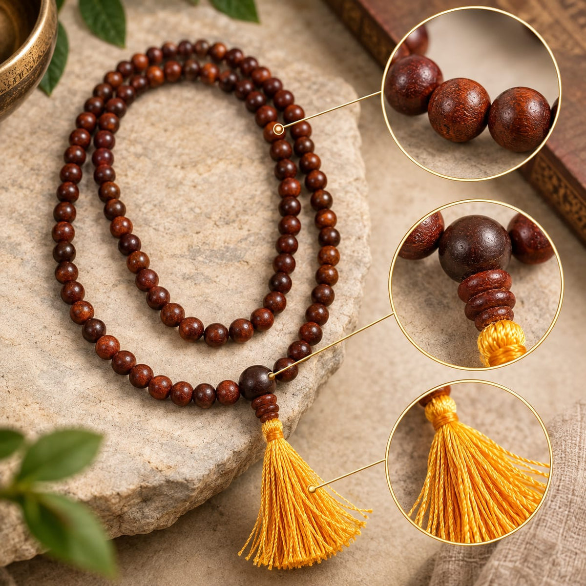 Red Sandalwood Jap Mala – Original Rakta Chandan 108 Bead Mala | Ishwar Tattva