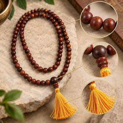 Red Sandalwood Jap Mala – Original Rakta Chandan 108 Bead Mala | Ishwar Tattva
