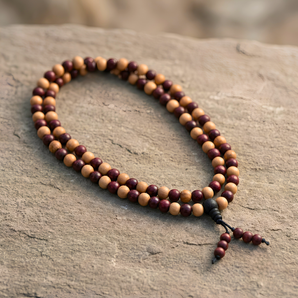 Red & White Sandalwood Jap Mala – 108 Bead Combination Mala | Ishwar Tattva