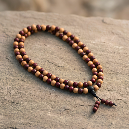 Red & White Sandalwood Jap Mala – 108 Bead Combination Mala | Ishwar Tattva