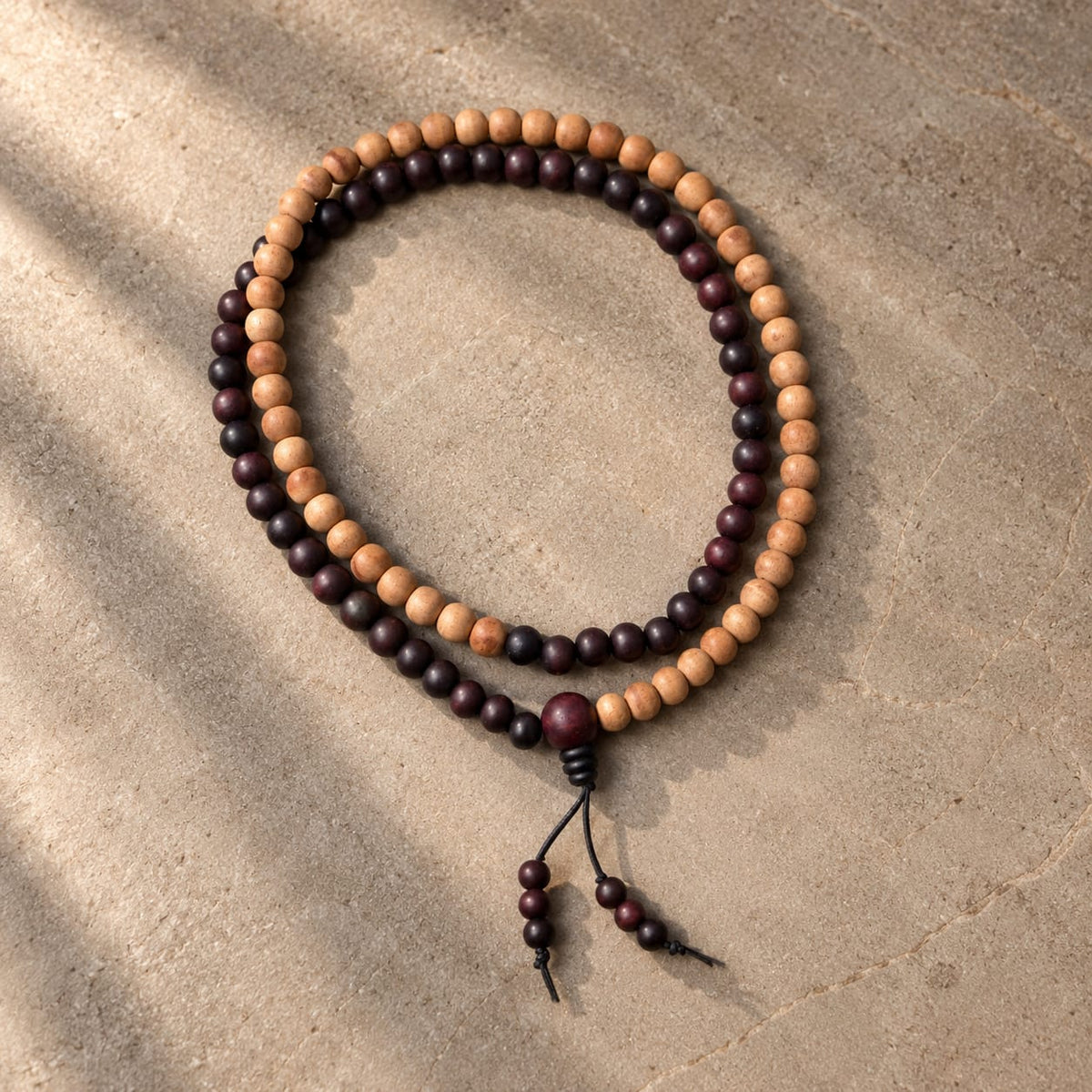 Red & White Sandalwood Jap Mala – 108 Bead Combination Mala | Ishwar Tattva