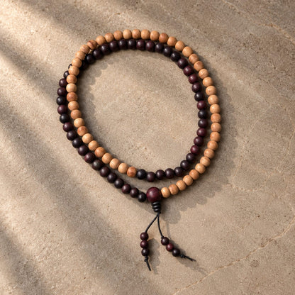 Red & White Sandalwood Jap Mala – 108 Bead Combination Mala | Ishwar Tattva