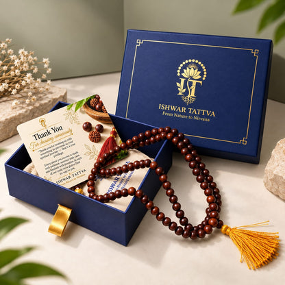 Red Sandalwood Jap Mala – Original Rakta Chandan 108 Bead Mala | Ishwar Tattva