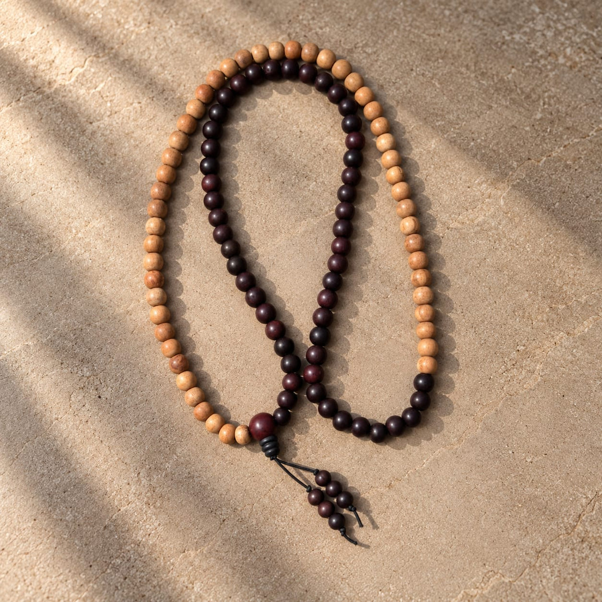 Red & White Sandalwood Jap Mala – 108 Bead Combination Mala | Ishwar Tattva