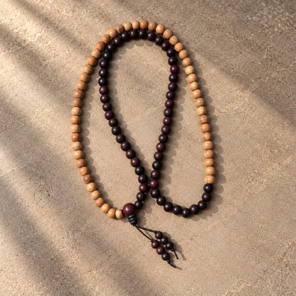 Red & White Sandalwood Jap Mala – 108 Bead Combination Mala | Ishwar Tattva