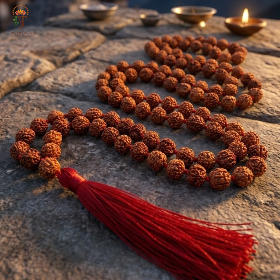 Rudraksha Jap Mala – Authentic 108 Bead Rudraksha Mala | Ishwar Tattva