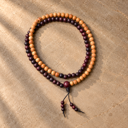 Red & White Sandalwood Jap Mala – 108 Bead Combination Mala | Ishwar Tattva